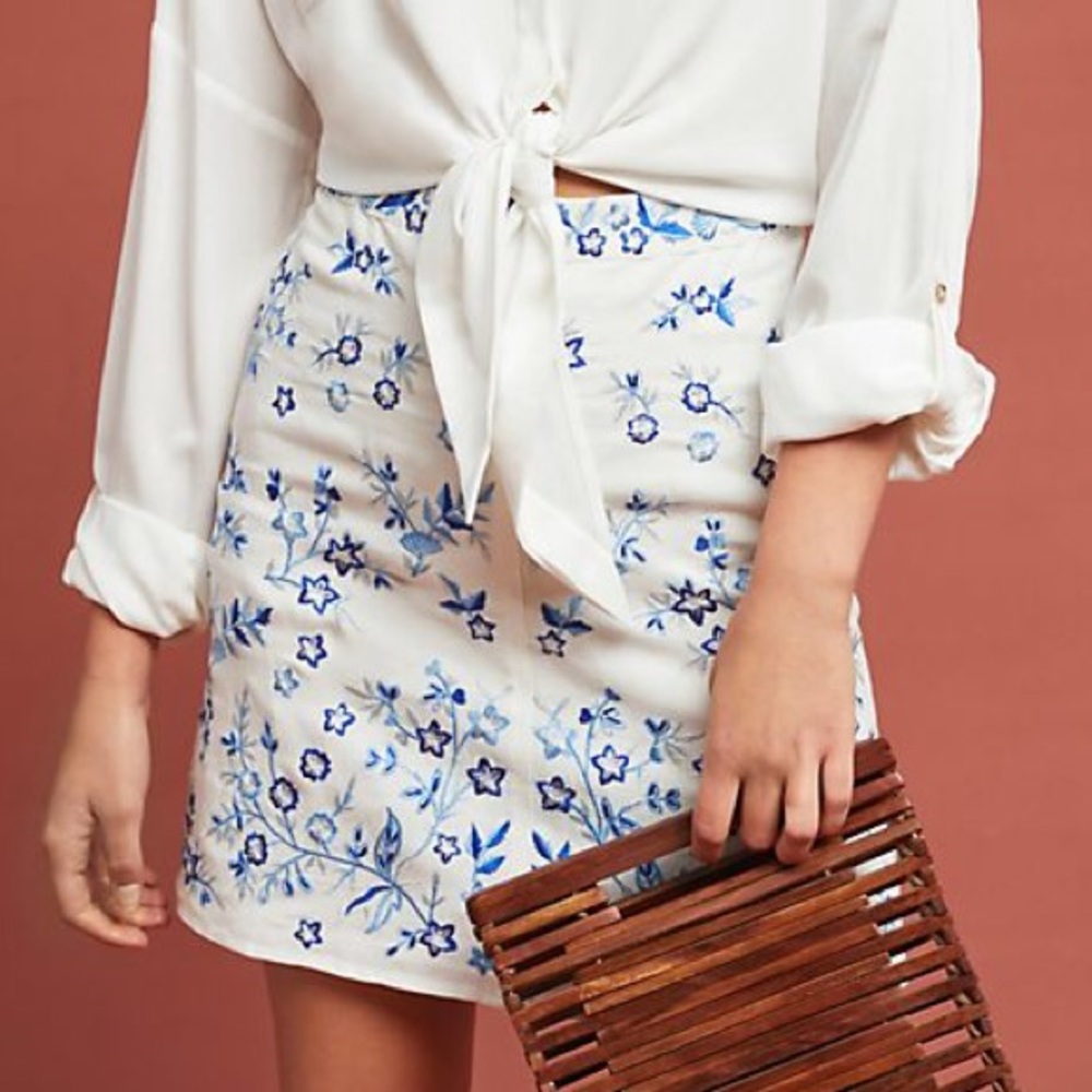 Anthropologie Embroidered Skirt XS